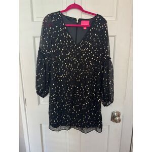 Lilly Pulitzer Cleme Silk Dress, Black/Gold, size 2.